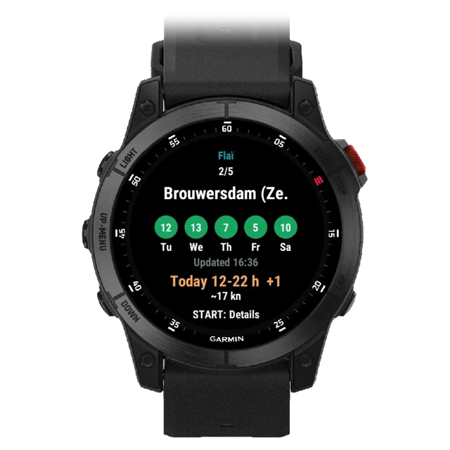 Garmin-Uhr mit Flaï: 5-Tage-Forecast-Ampel eines Spots